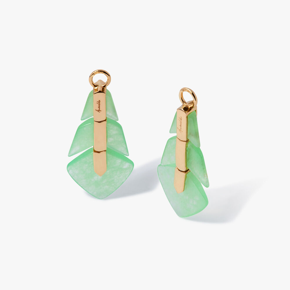 Flight 18ct Yellow Gold Jade Feather Earring Drops | Annoushka jewelley